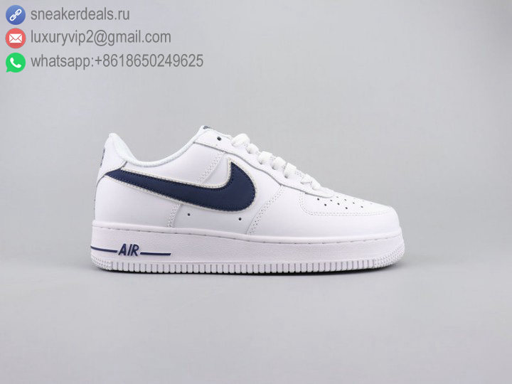 NIKE AIR FORCE 1 LOW '07 WHITE NAVY UNISEX LEATHER SKATE SHOES